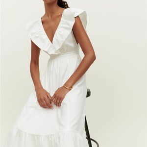 Reformation Reina Maxi Flowy White Dress size 6